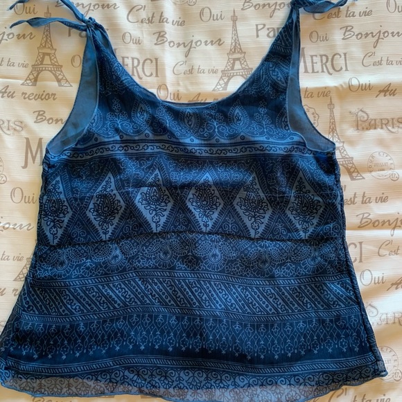 Converse One Star Boho Semi Sheer Tank Top Blue Tied Straps Lined Size Small - Picture 8 of 8